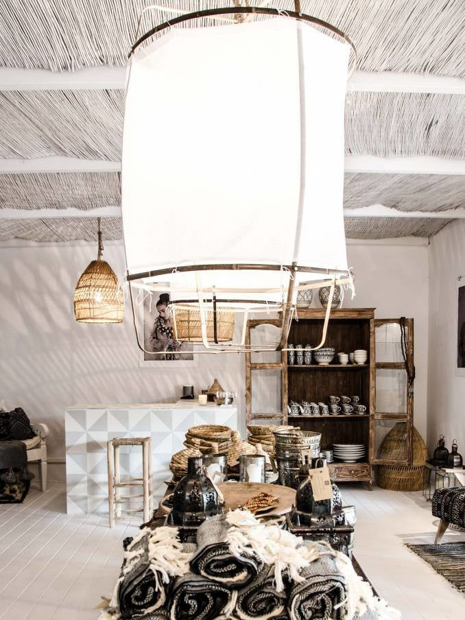 Lustra Pendant Lamp Bamboo Shade for Living Room-Neutral Decor