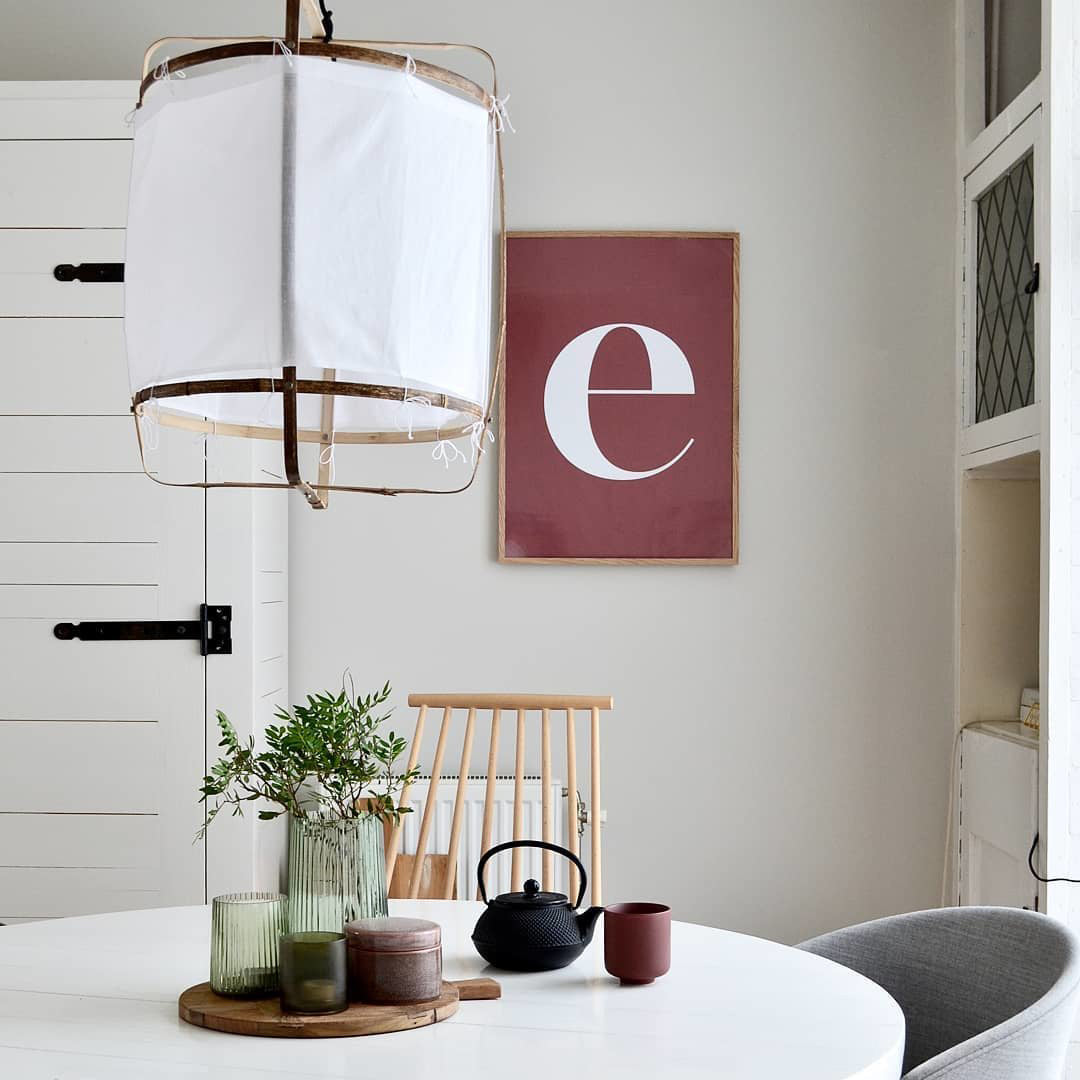 Lustra Pendant Lamp Bamboo Shade for Living Room-Neutral Decor