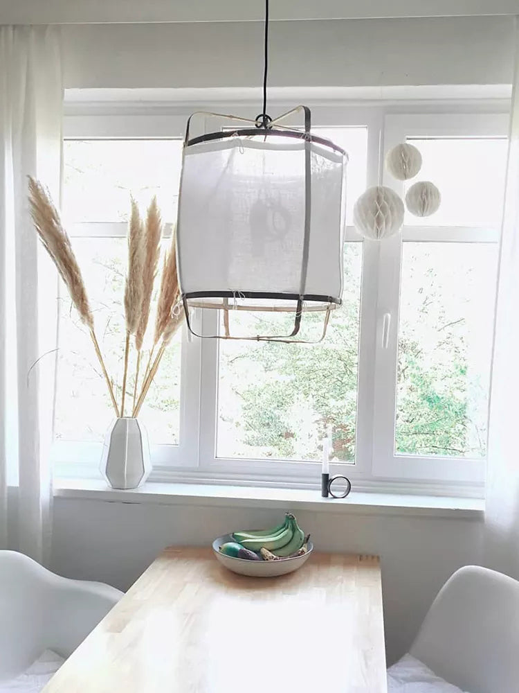 Lustra Pendant Lamp Bamboo Shade for Living Room-Neutral Decor