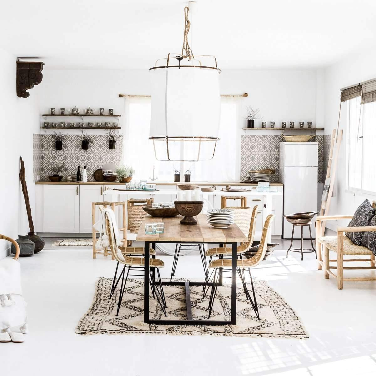 Lustra Pendant Lamp Bamboo Shade for Living Room-Neutral Decor