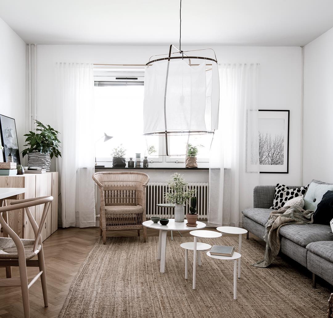 Lustra Pendant Lamp Bamboo Shade for Living Room-Neutral Decor