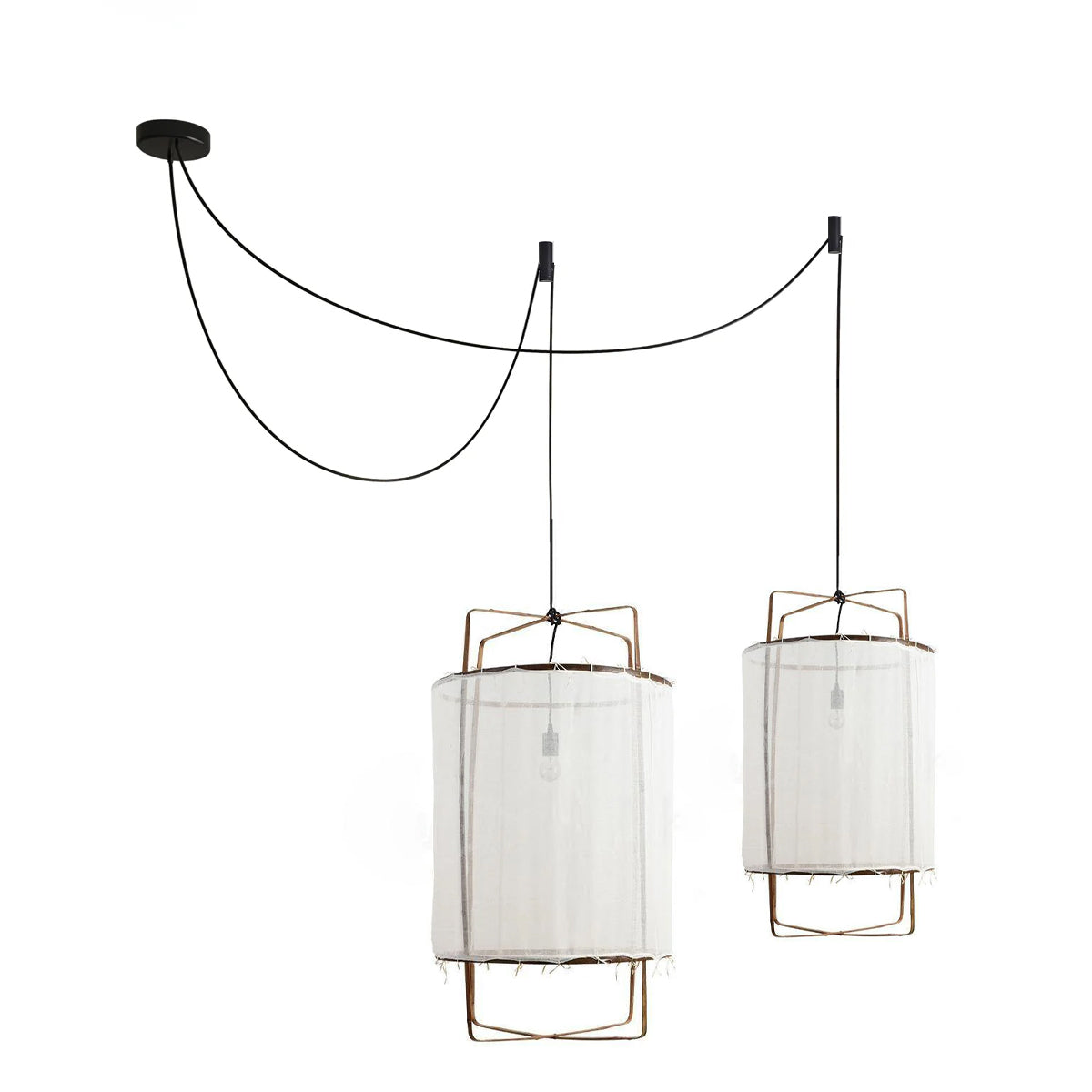 Lustra Pendant Lamp Bamboo Shade for Living Room-Neutral Decor
