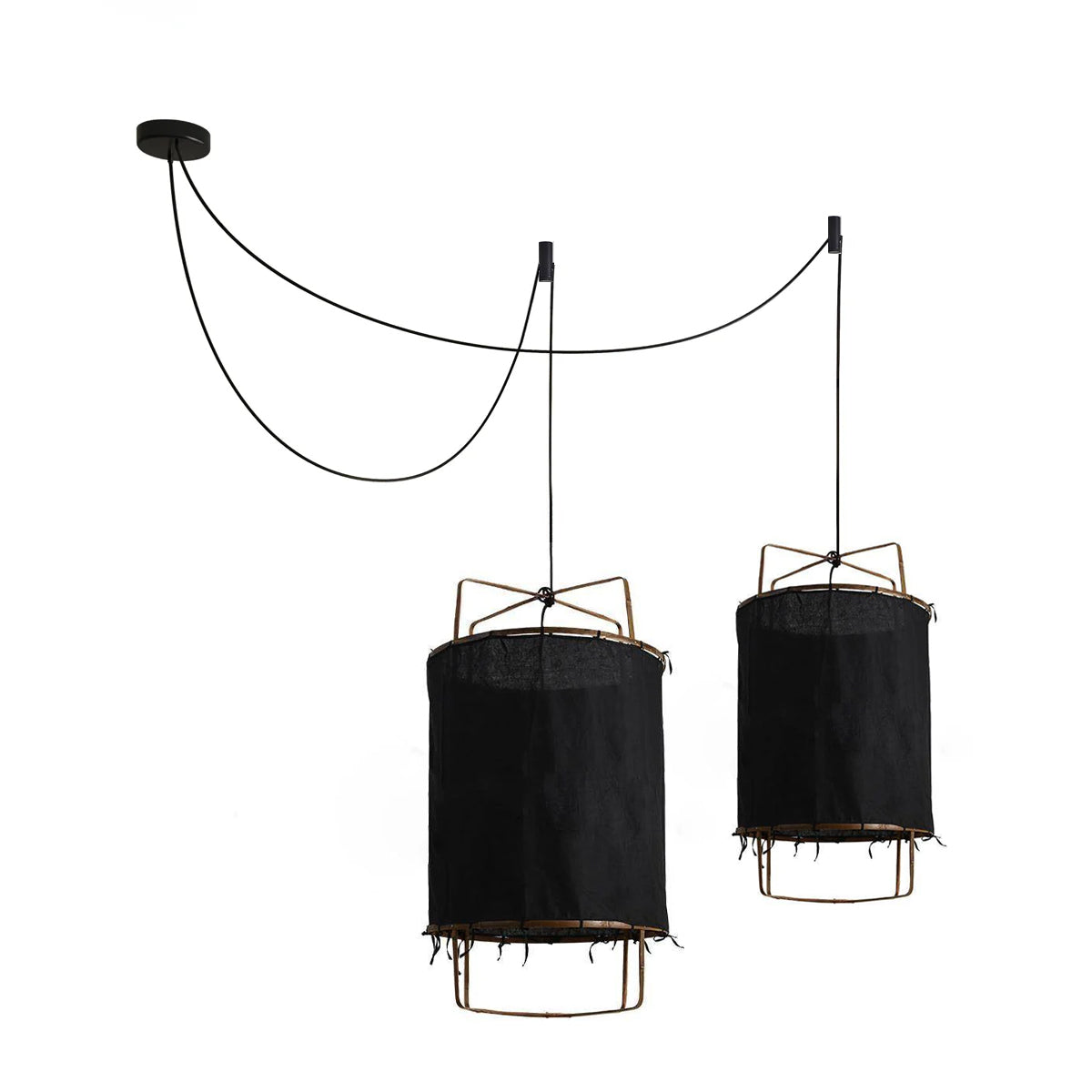 Lustra Pendant Lamp Bamboo Shade for Living Room-Neutral Decor