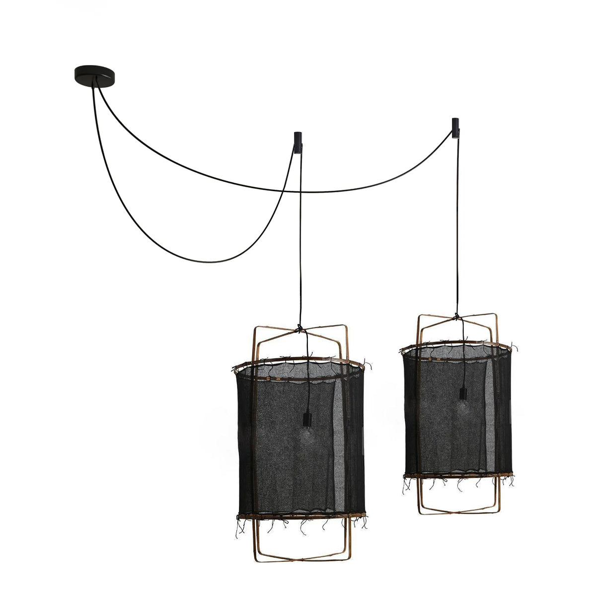 Lustra Pendant Lamp Bamboo Shade for Living Room-Neutral Decor