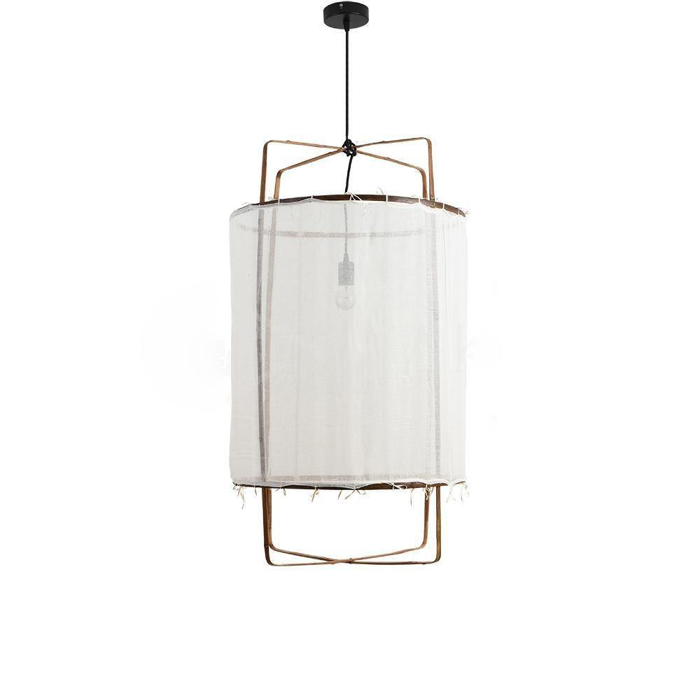 Lustra Pendant Lamp Bamboo Shade for Living Room-Neutral Decor