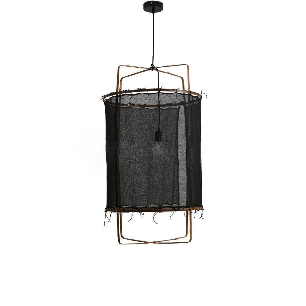 Lustra Pendant Lamp Bamboo Shade for Living Room-Neutral Decor