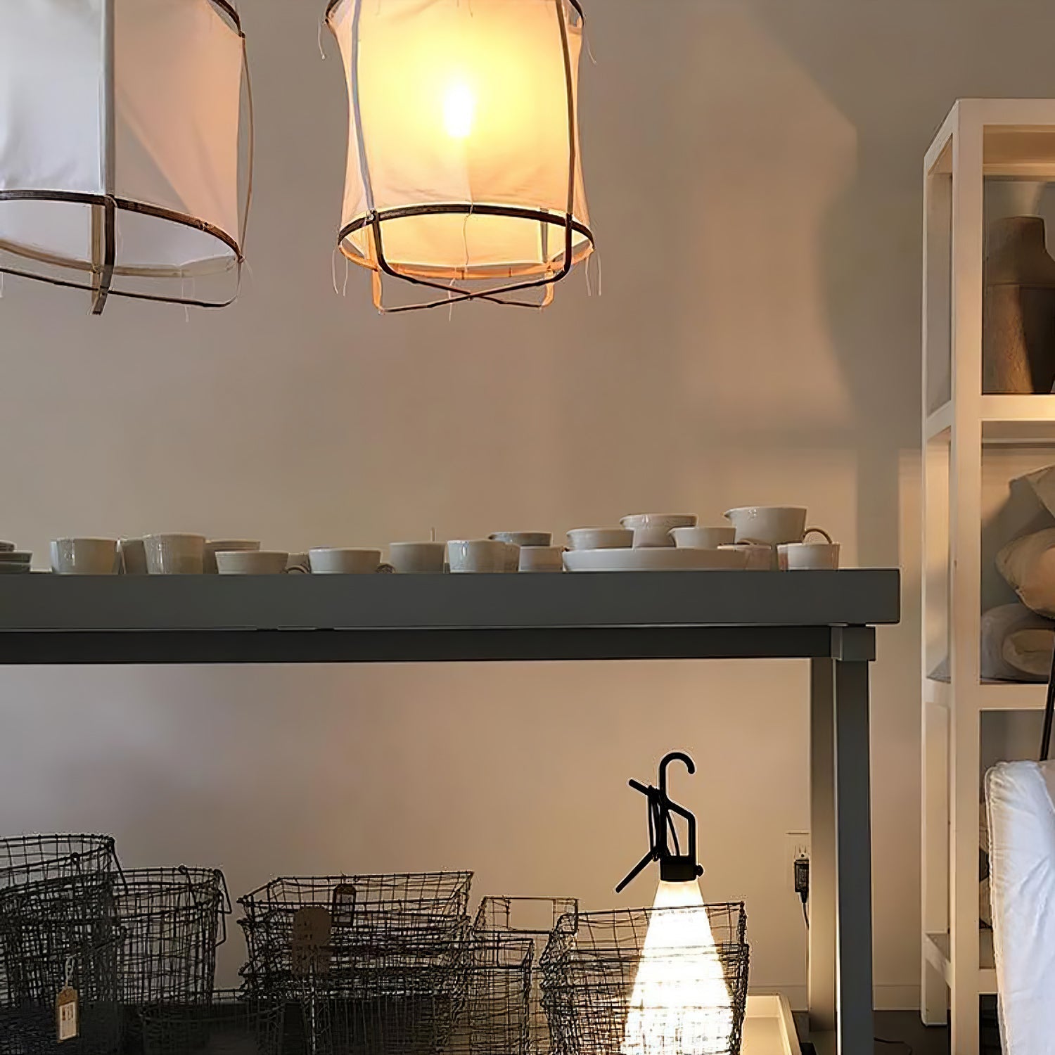 Lustra Pendant Lamp Bamboo Shade for Living Room-Neutral Decor