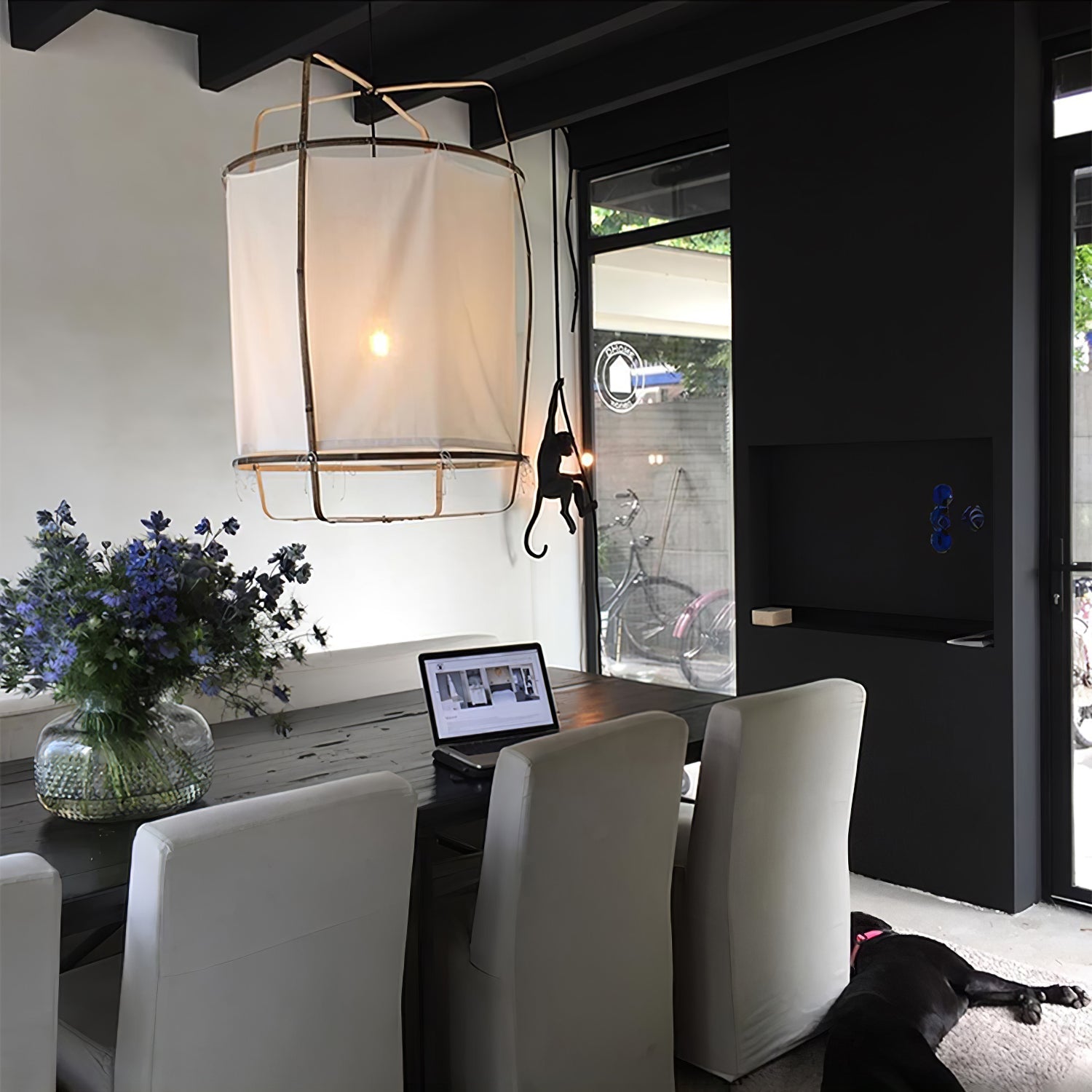 Lustra Pendant Lamp Bamboo Shade for Living Room-Neutral Decor