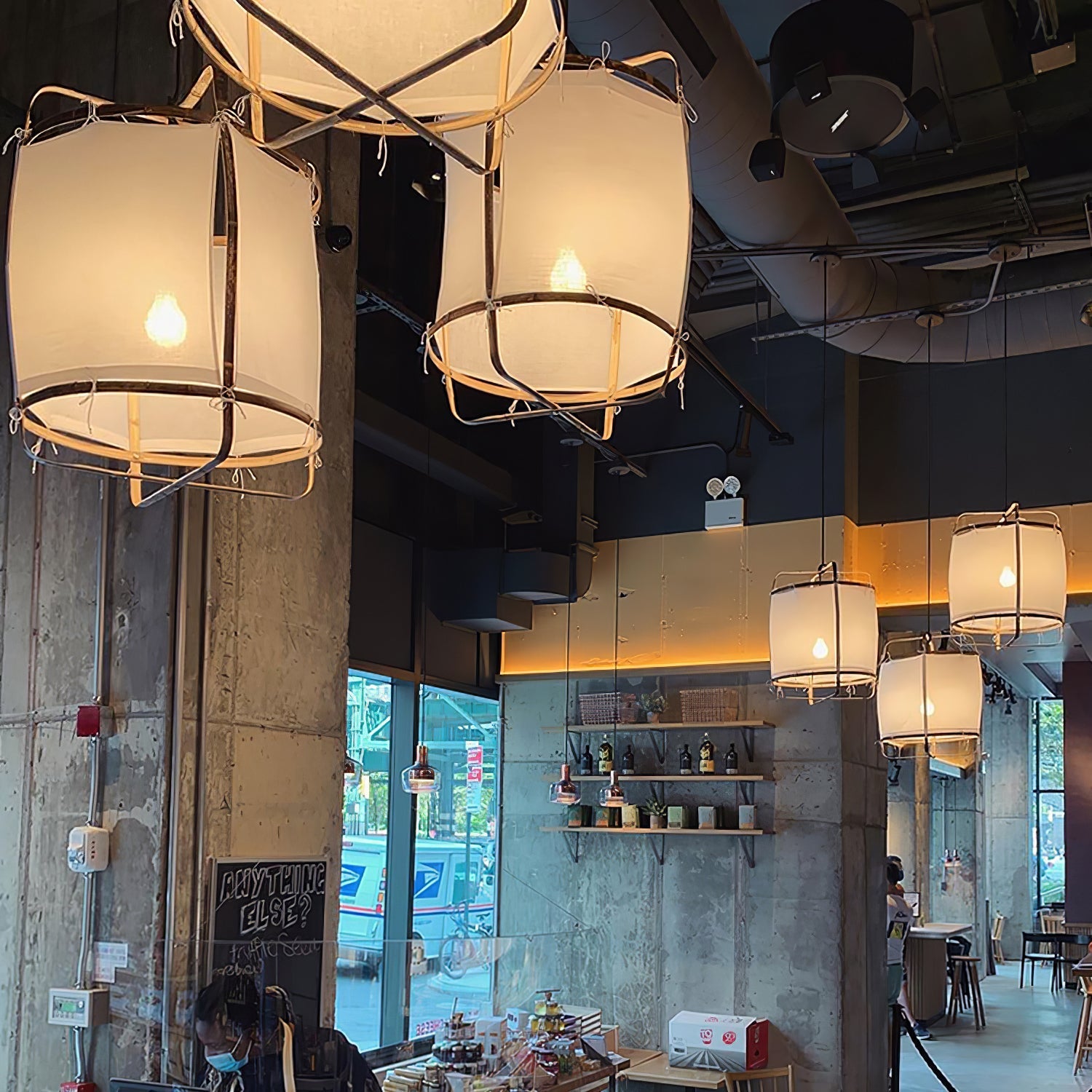 Lustra Pendant Lamp Bamboo Shade for Living Room-Neutral Decor