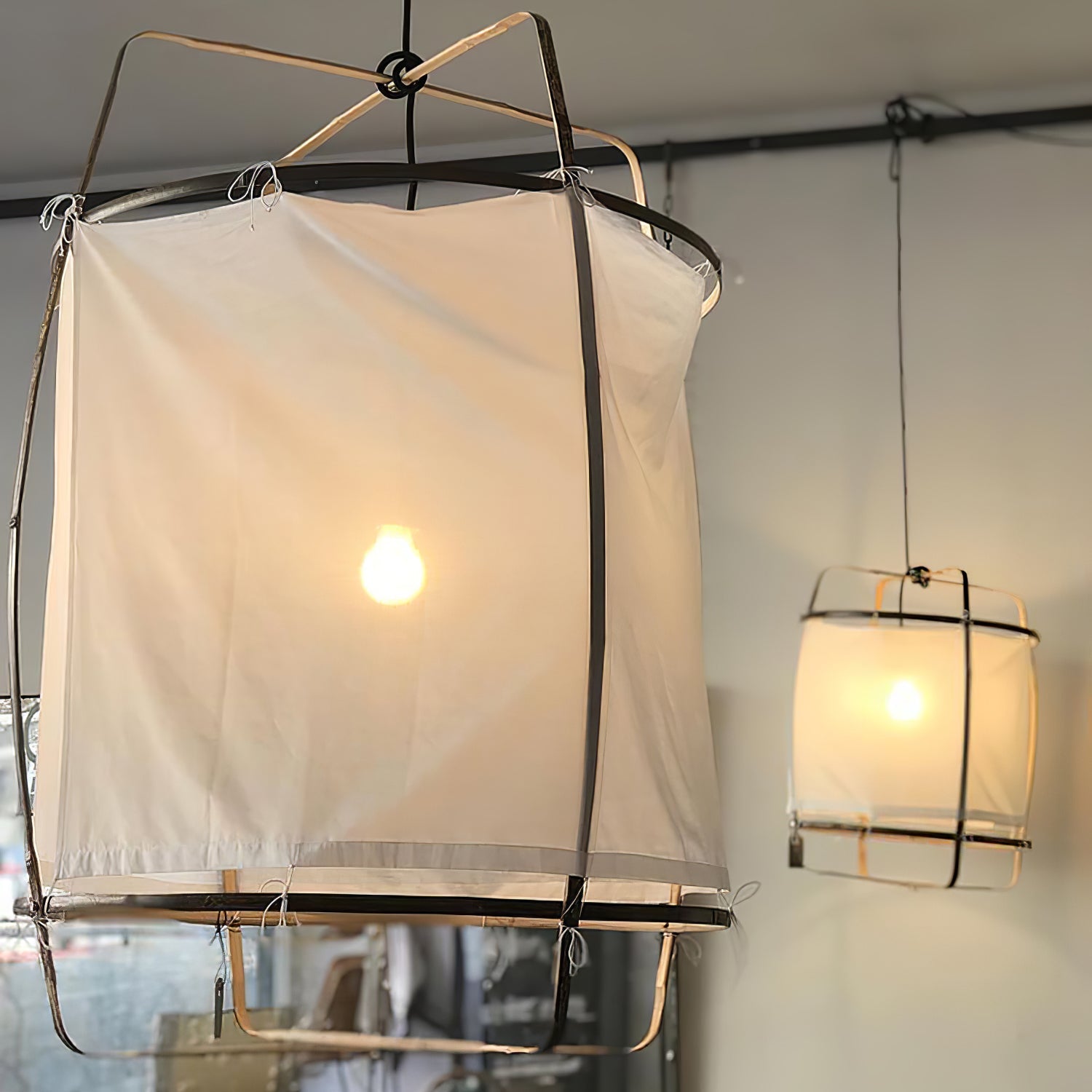 Lustra Pendant Lamp Bamboo Shade for Living Room-Neutral Decor
