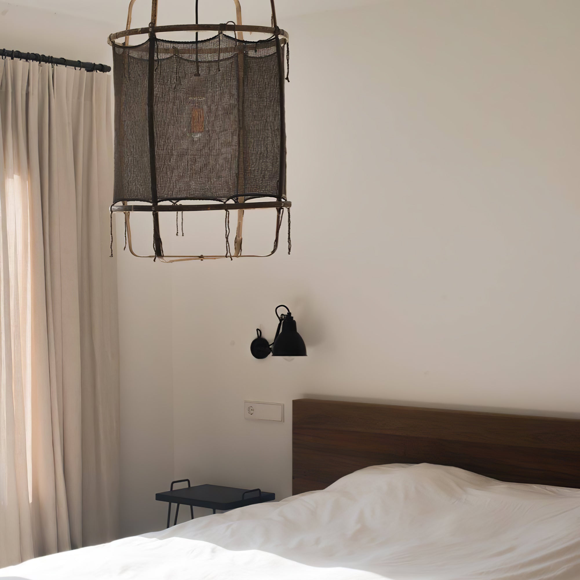Lustra Pendant Lamp Bamboo Shade for Living Room-Neutral Decor