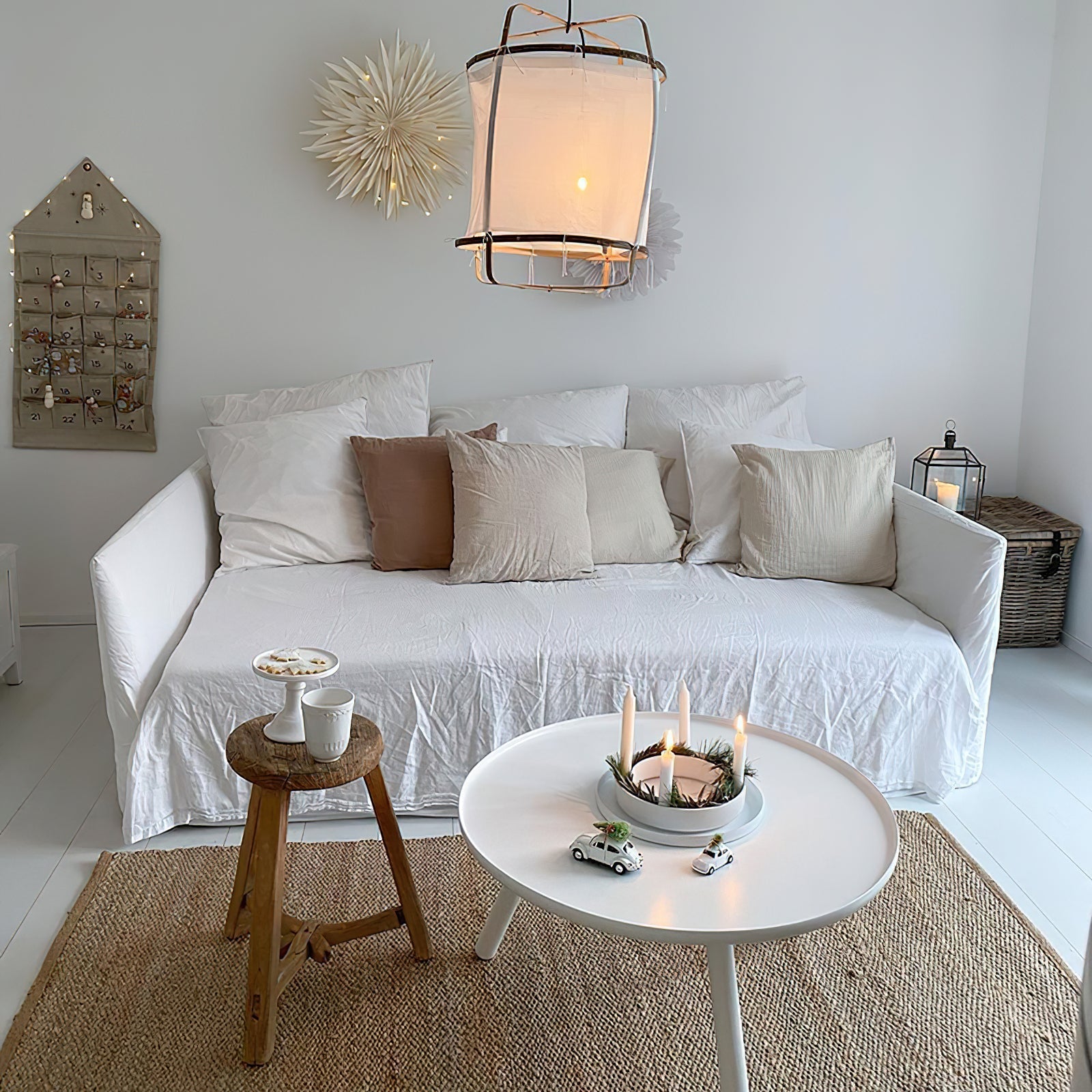 Lustra Pendant Lamp Bamboo Shade for Living Room-Neutral Decor