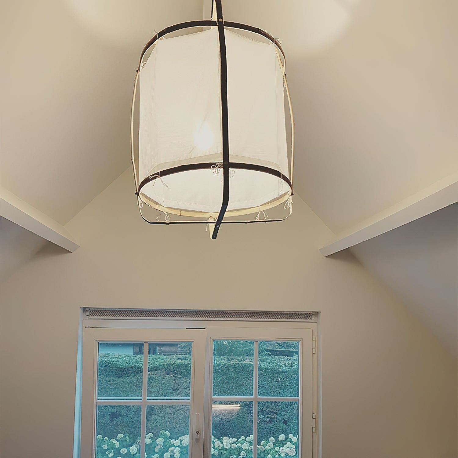 Lustra Pendant Lamp Bamboo Shade for Living Room-Neutral Decor