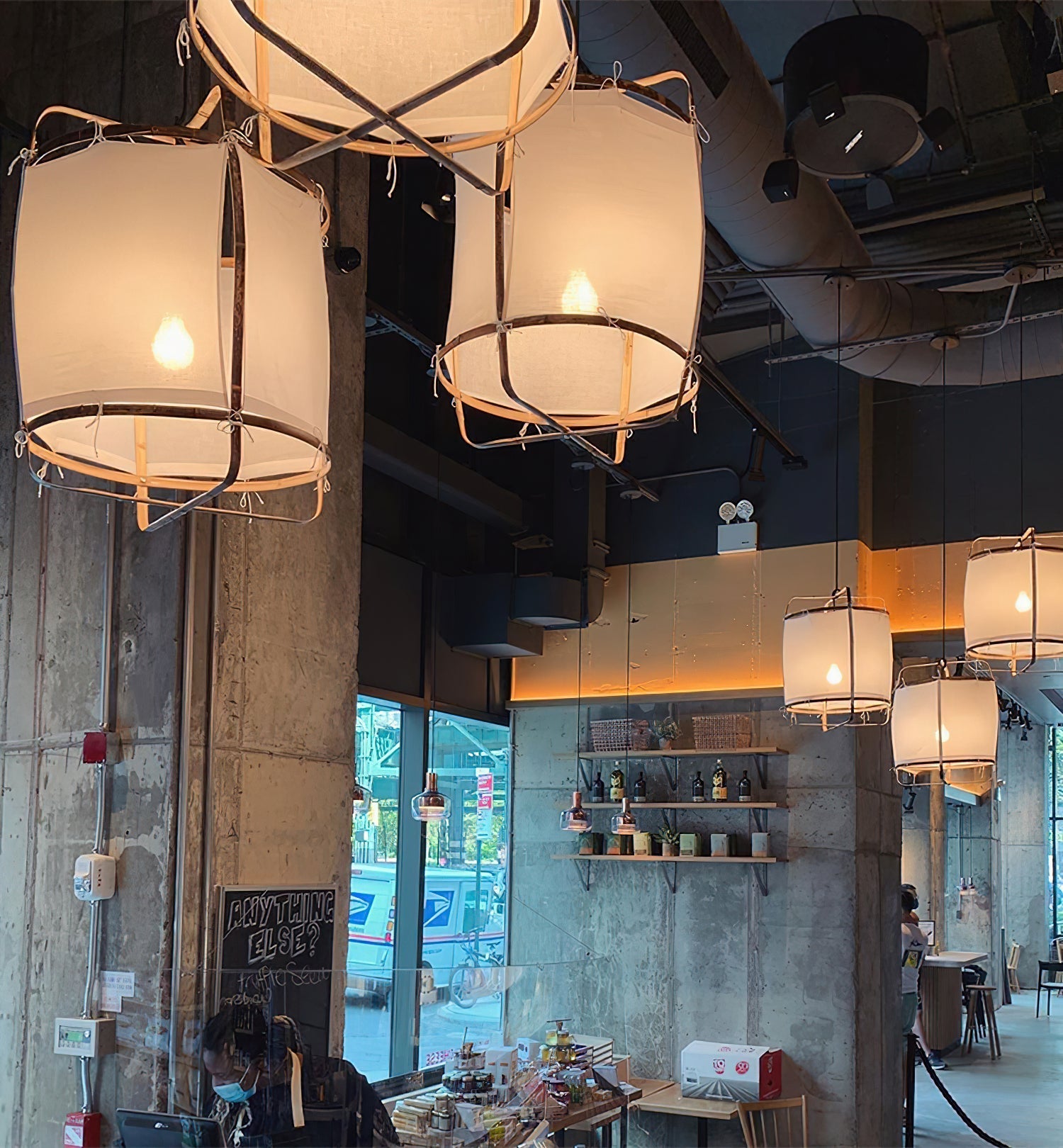 Lustra Pendant Lamp Bamboo Shade for Living Room-Neutral Decor