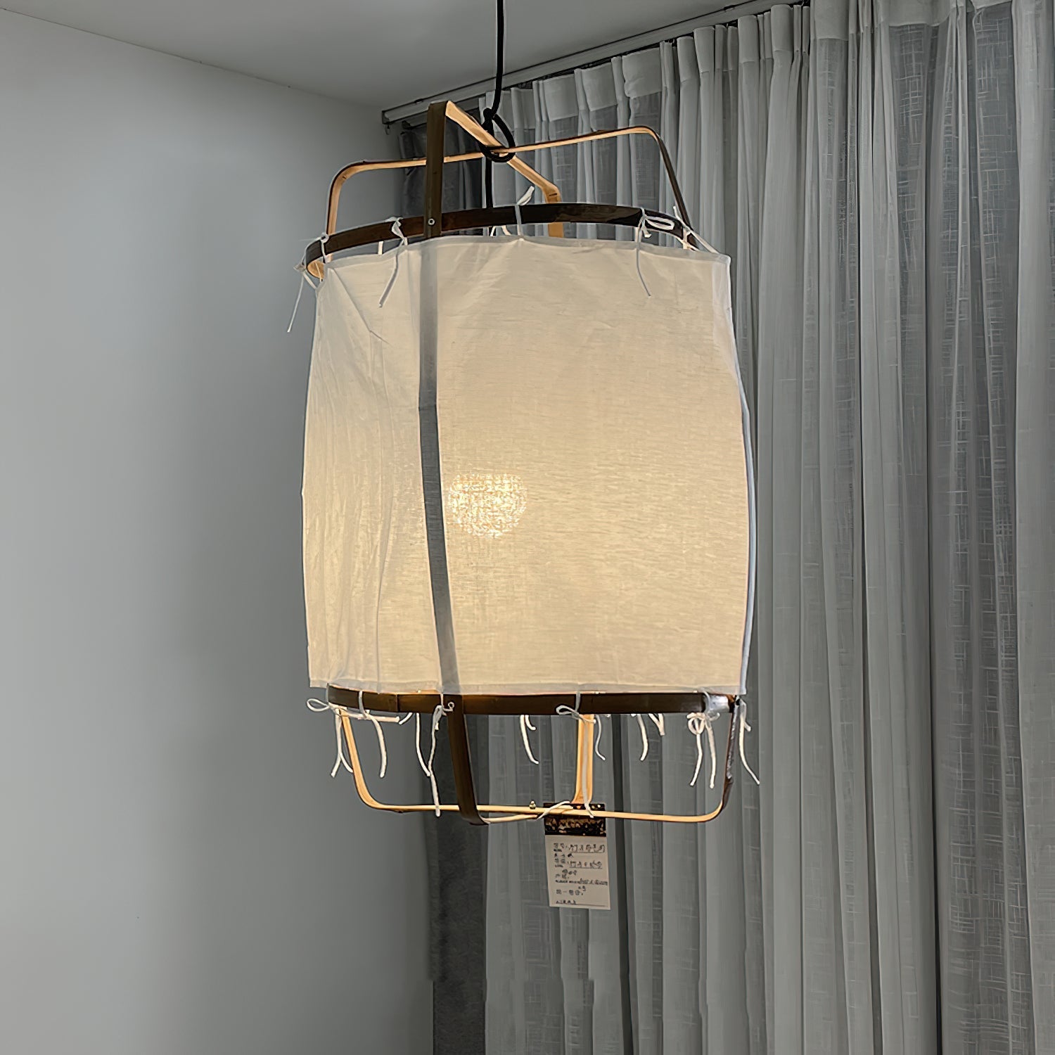 Lustra Pendant Lamp Bamboo Shade for Living Room-Neutral Decor