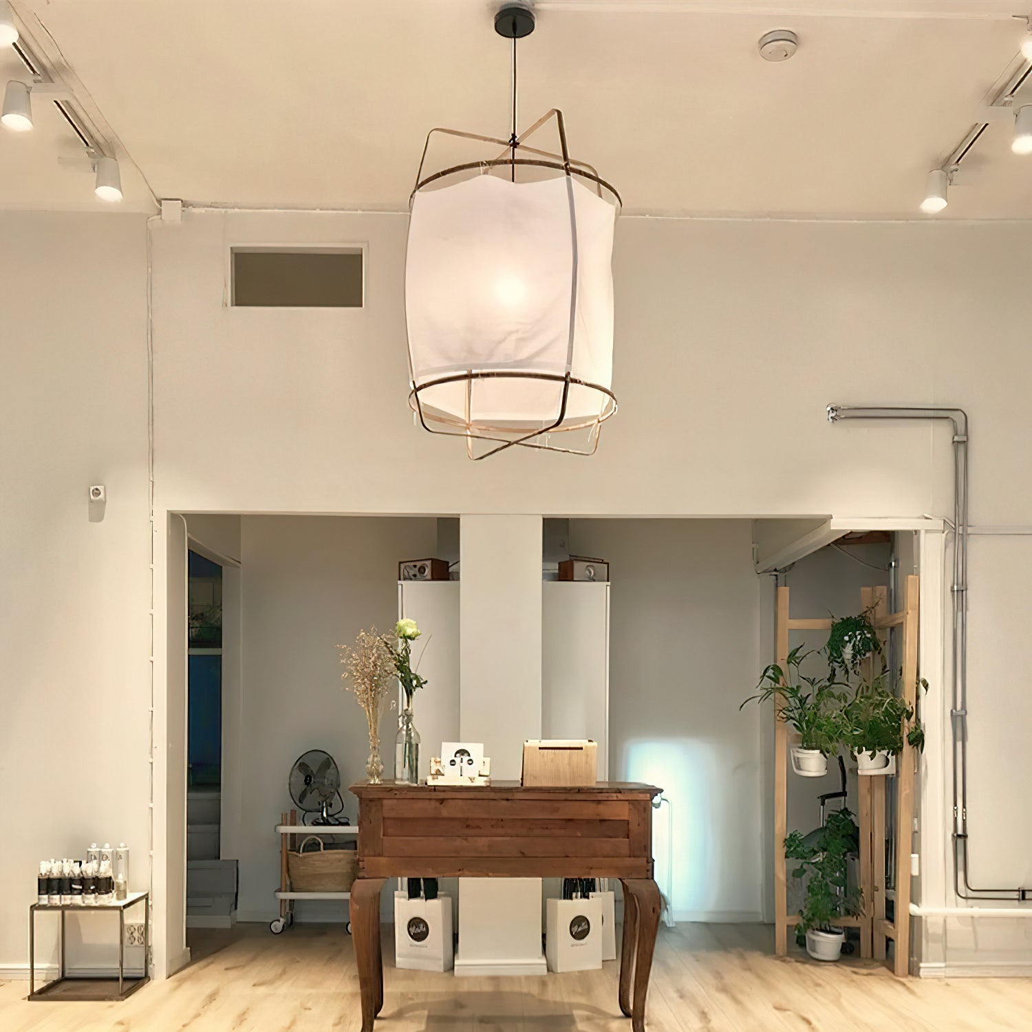 Lustra Pendant Lamp Bamboo Shade for Living Room-Neutral Decor