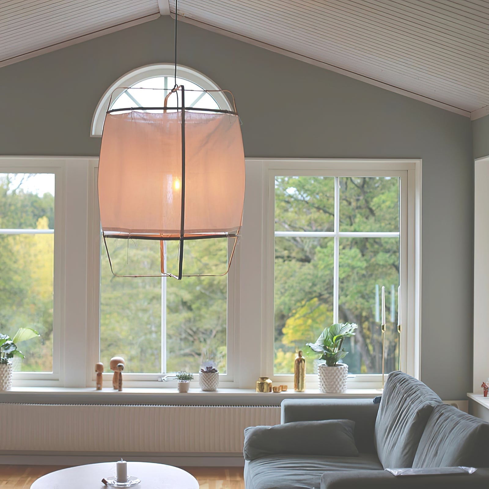 Lustra Pendant Lamp Bamboo Shade for Living Room-Neutral Decor
