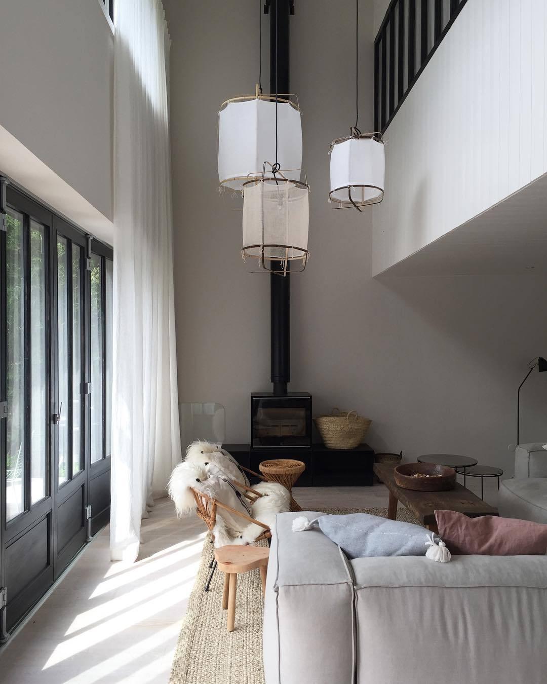 Lustra Pendant Lamp Bamboo Shade for Living Room-Neutral Decor