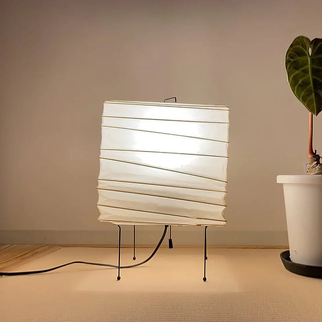 Mith Paper Oriental Table Lamp-Neutral Decor