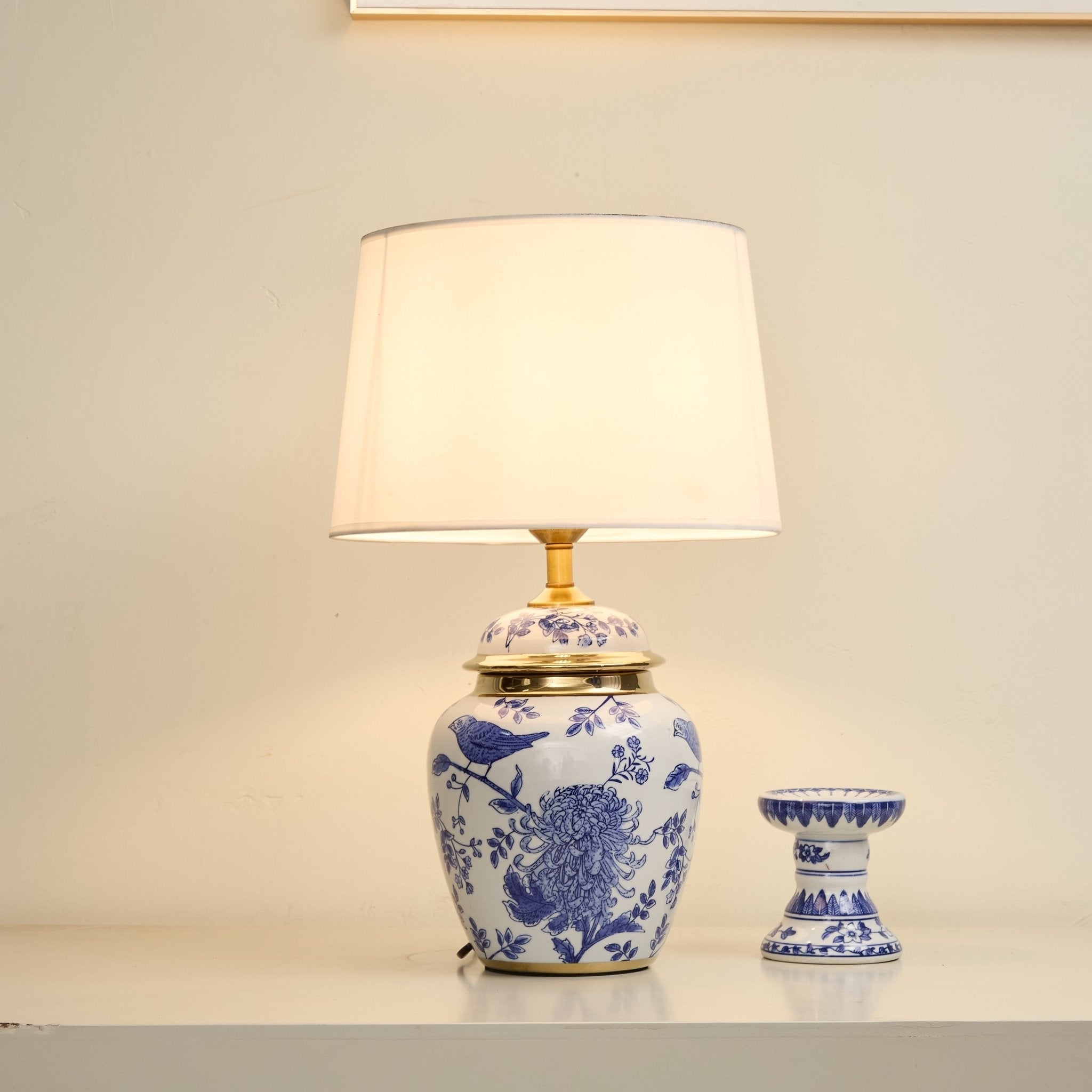 Azure Ceramic Table Lamp-Neutral Decor