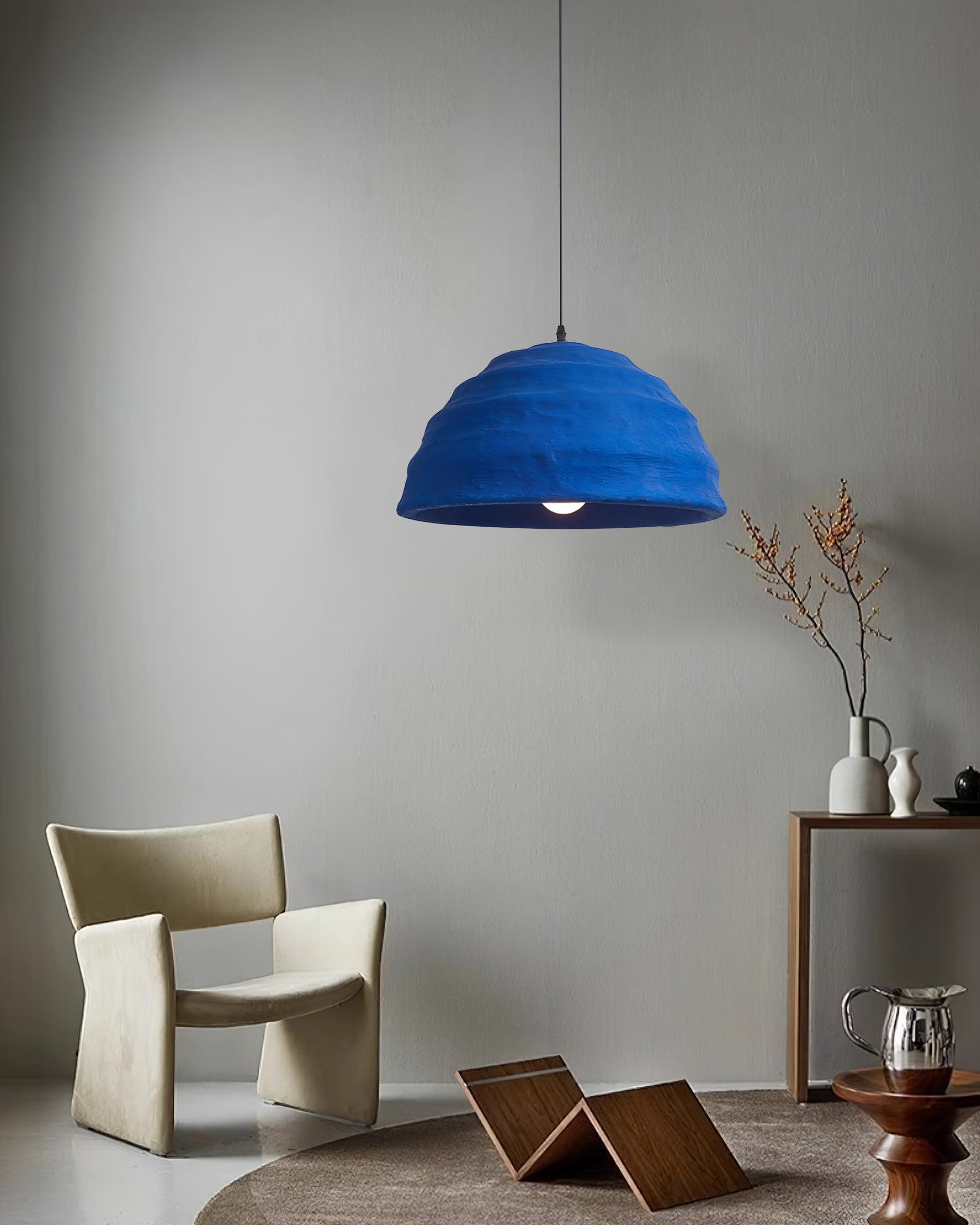 Pendant Lamp  Dome Shade Blue Industrial