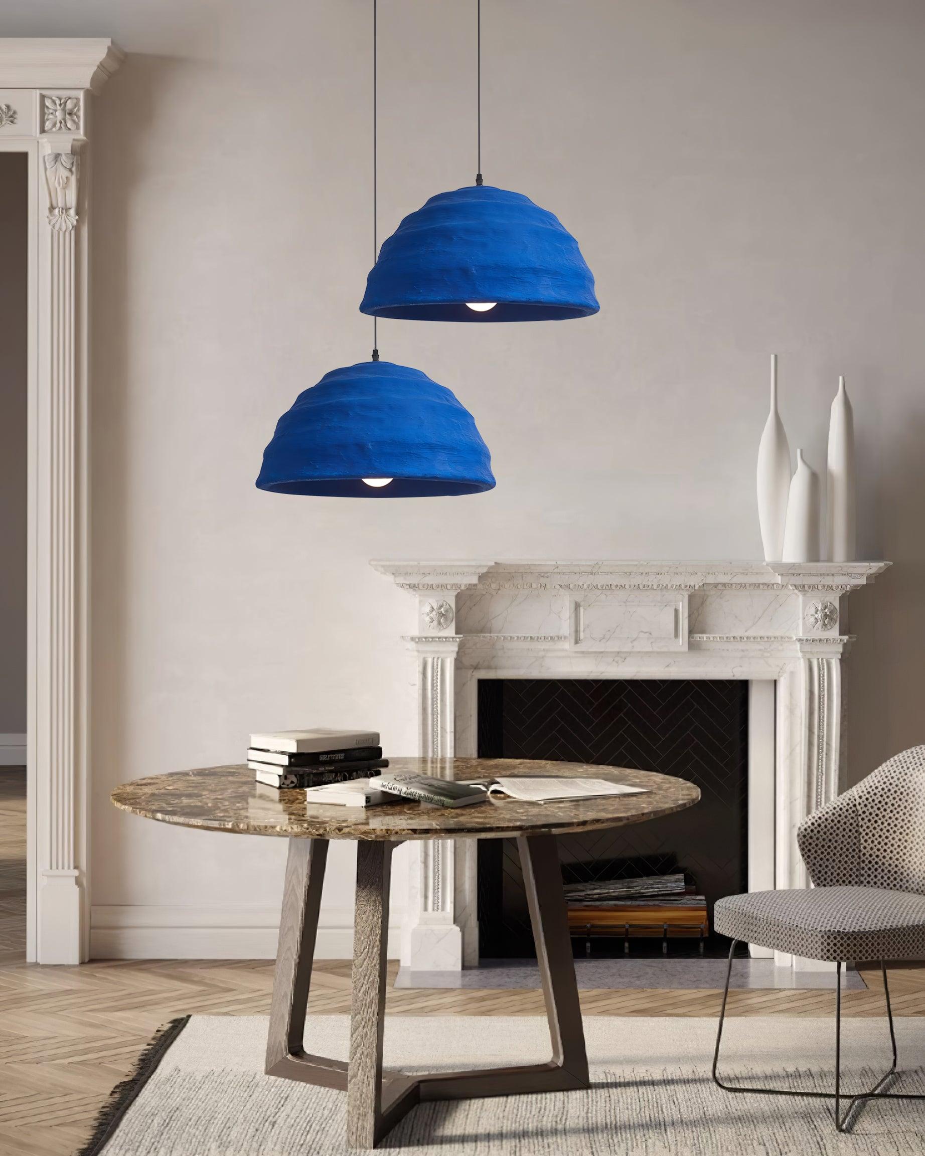 Pendant Lamp  Dome Shade Blue Industrial