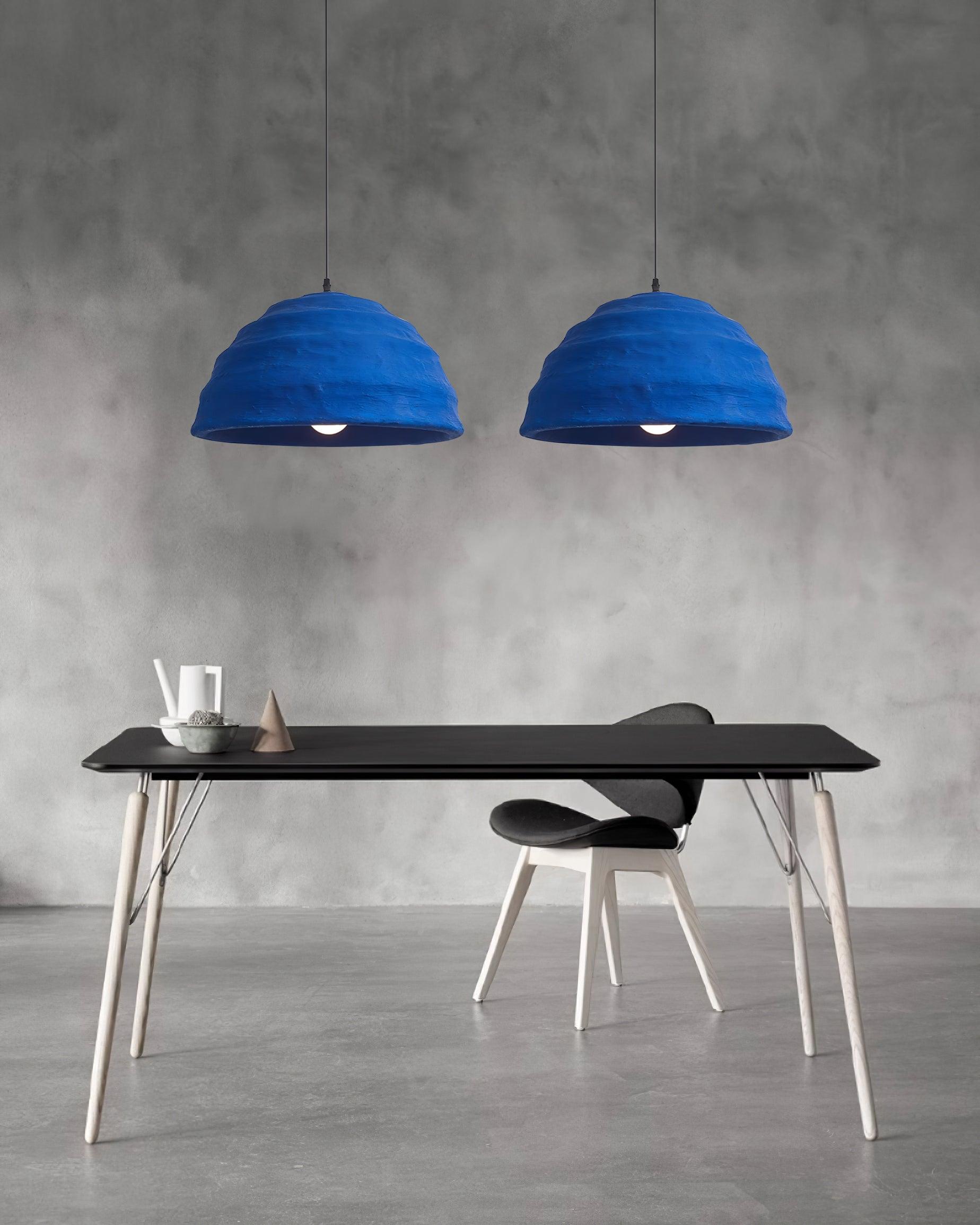 Pendant Lamp  Dome Shade Blue Industrial