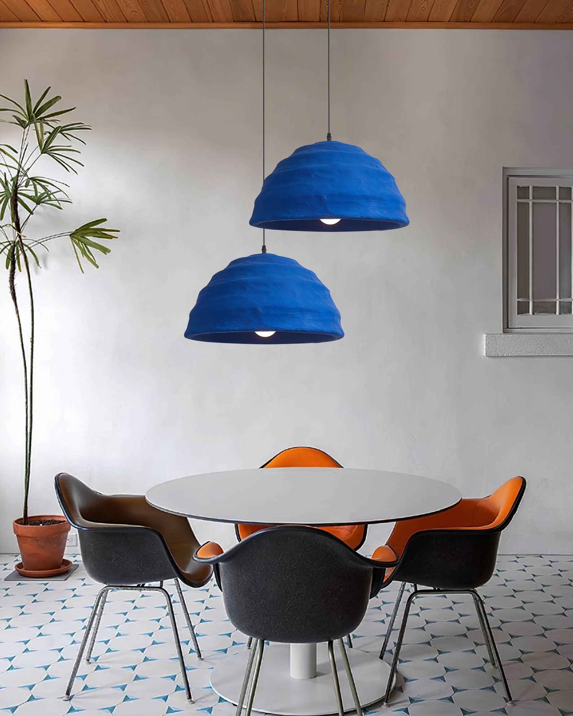 Pendant Lamp  Dome Shade Blue Industrial