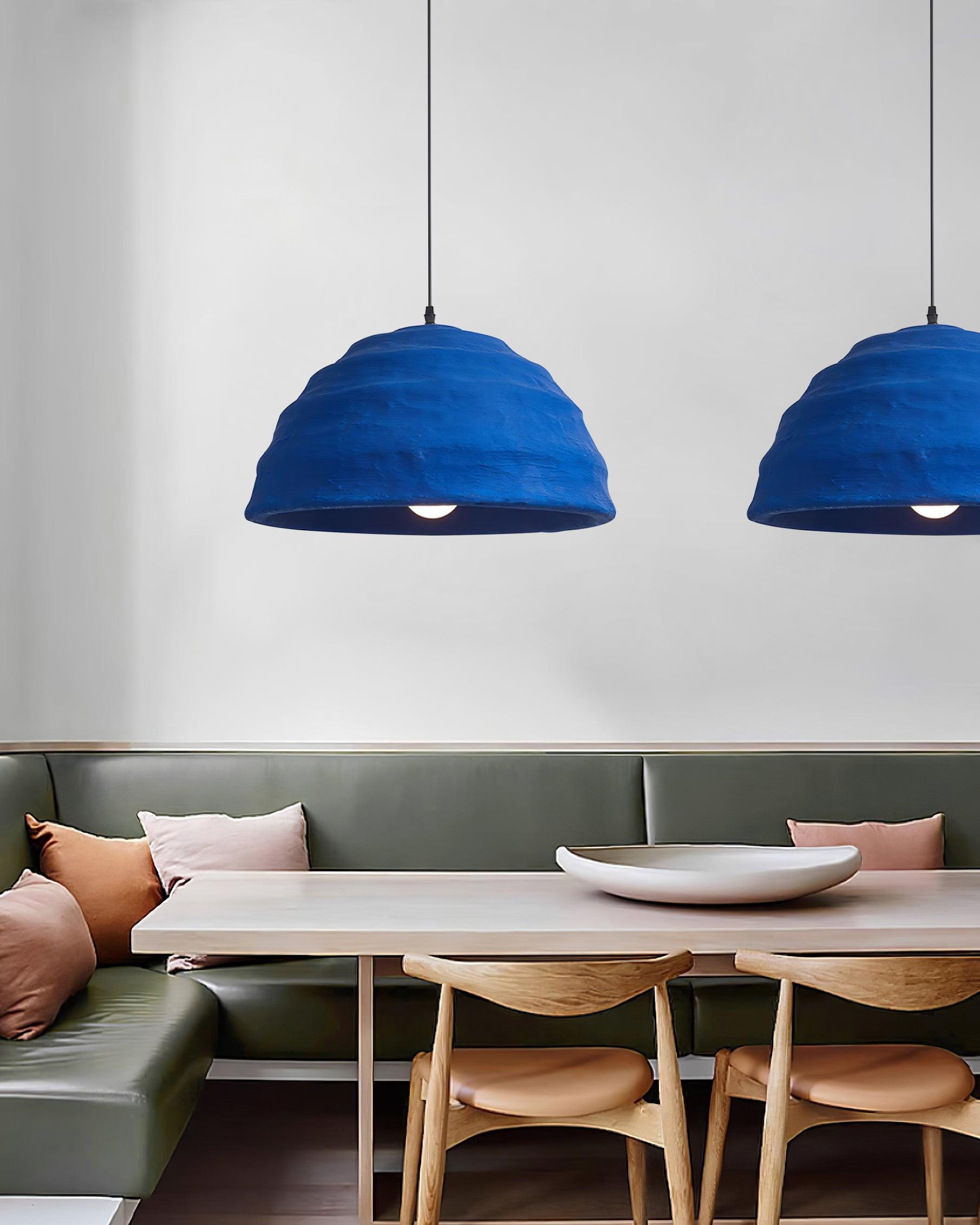 Pendant Lamp  Dome Shade Blue Industrial