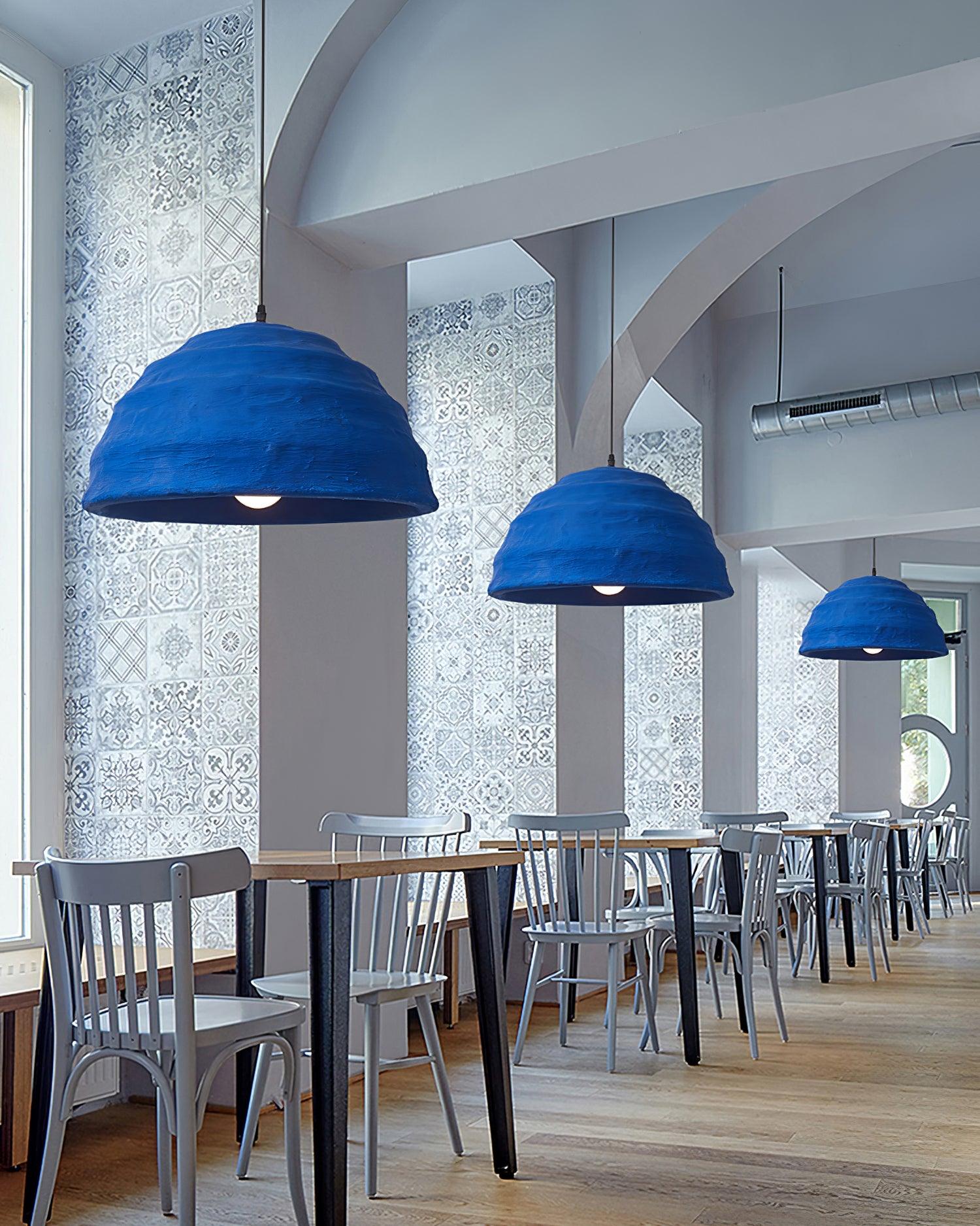 Pendant Lamp  Dome Shade Blue Industrial