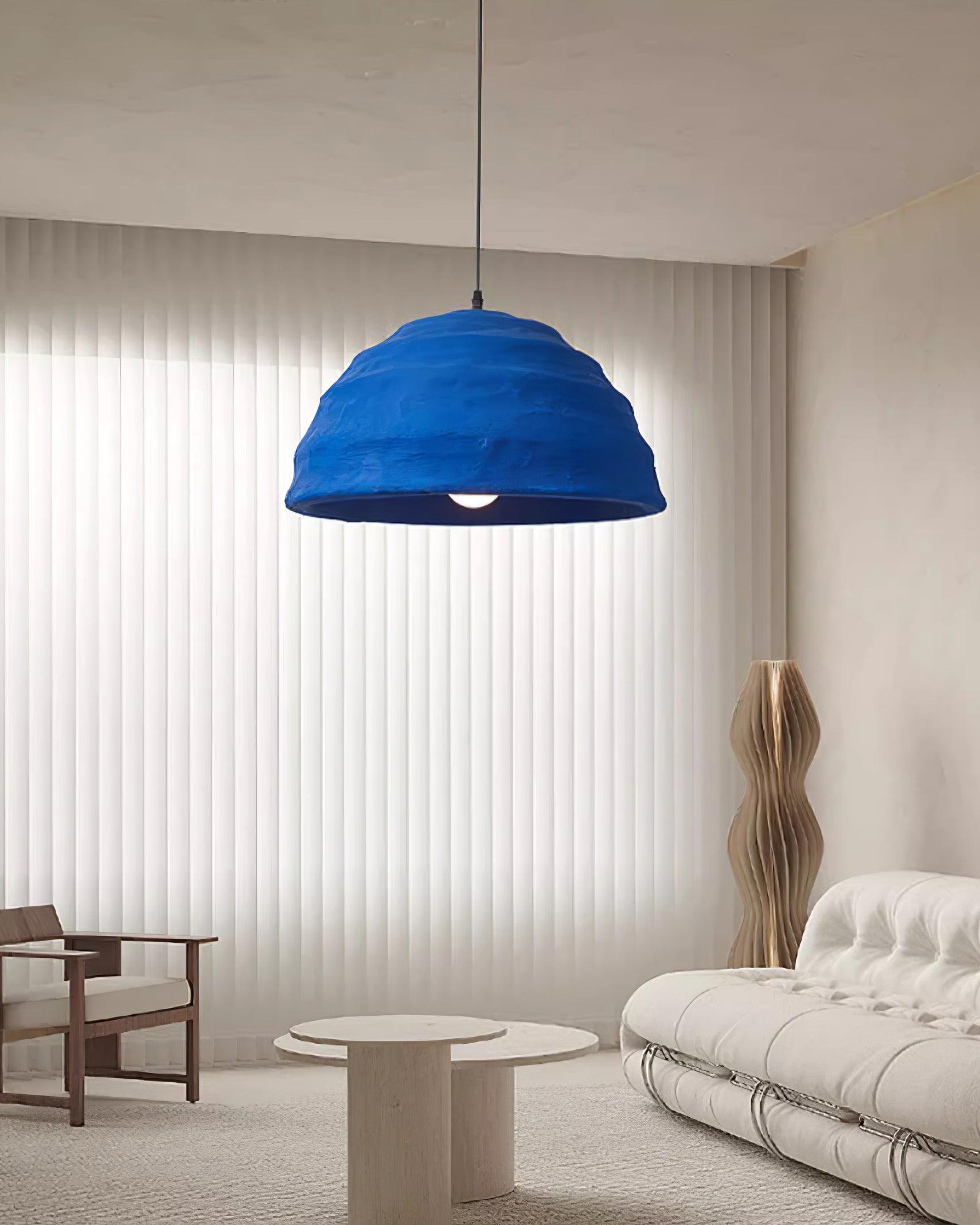 Pendant Lamp  Dome Shade Blue Industrial