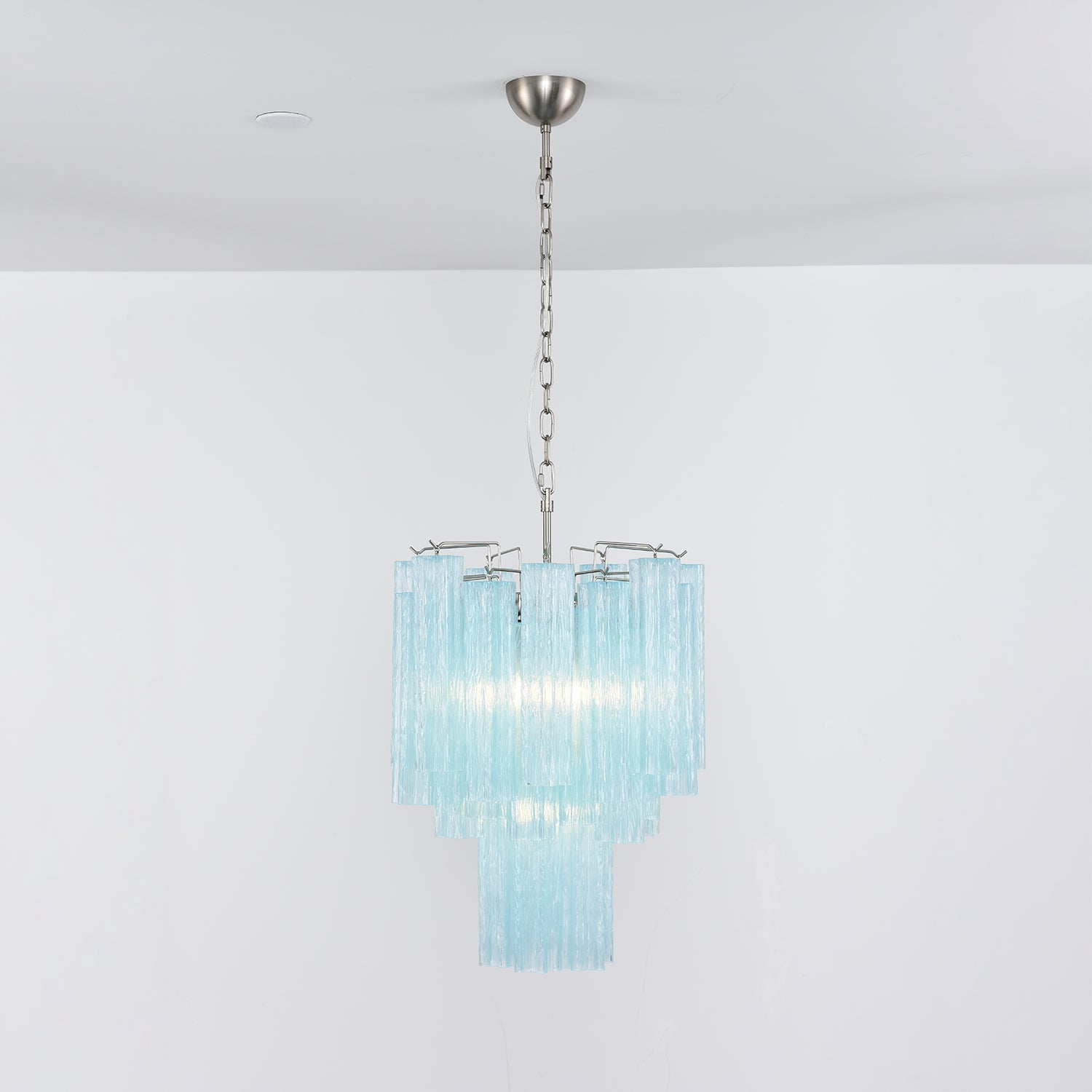 Celys Chandelier Azzura Murano Glass Tube Coastal-Neutral Decor