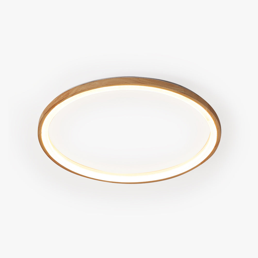 Muto Wood Inner Halo Flush Mount Ceiling Light - Neutral Decor