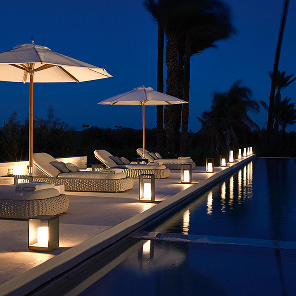 Ray Minimalist Cuboid Candle Solar Outdoor Floor Lamp Black - Neutral Decor