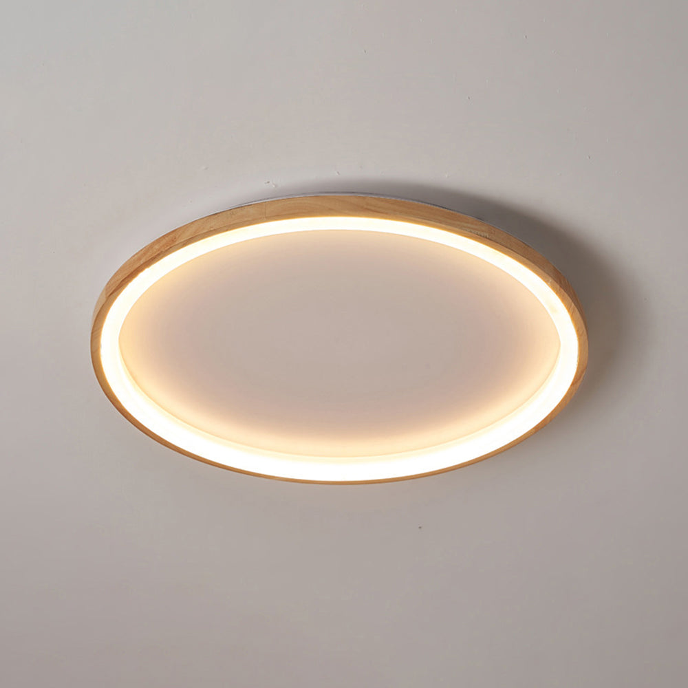 Muto Wood Inner Halo Flush Mount Ceiling Light - Neutral Decor
