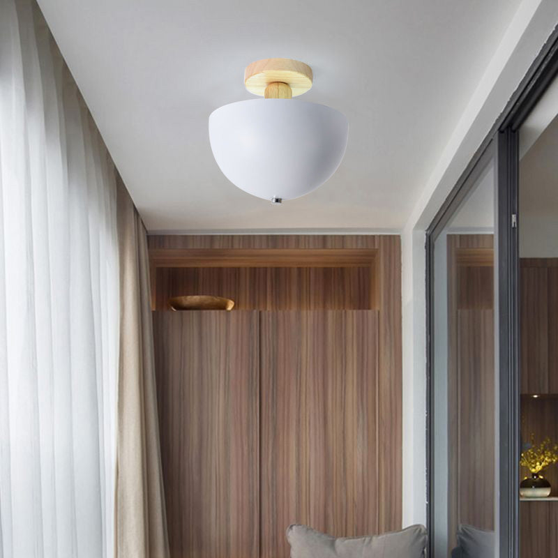 Muto Modern LED Wood Dome Ceiling Light - Neutral Decor