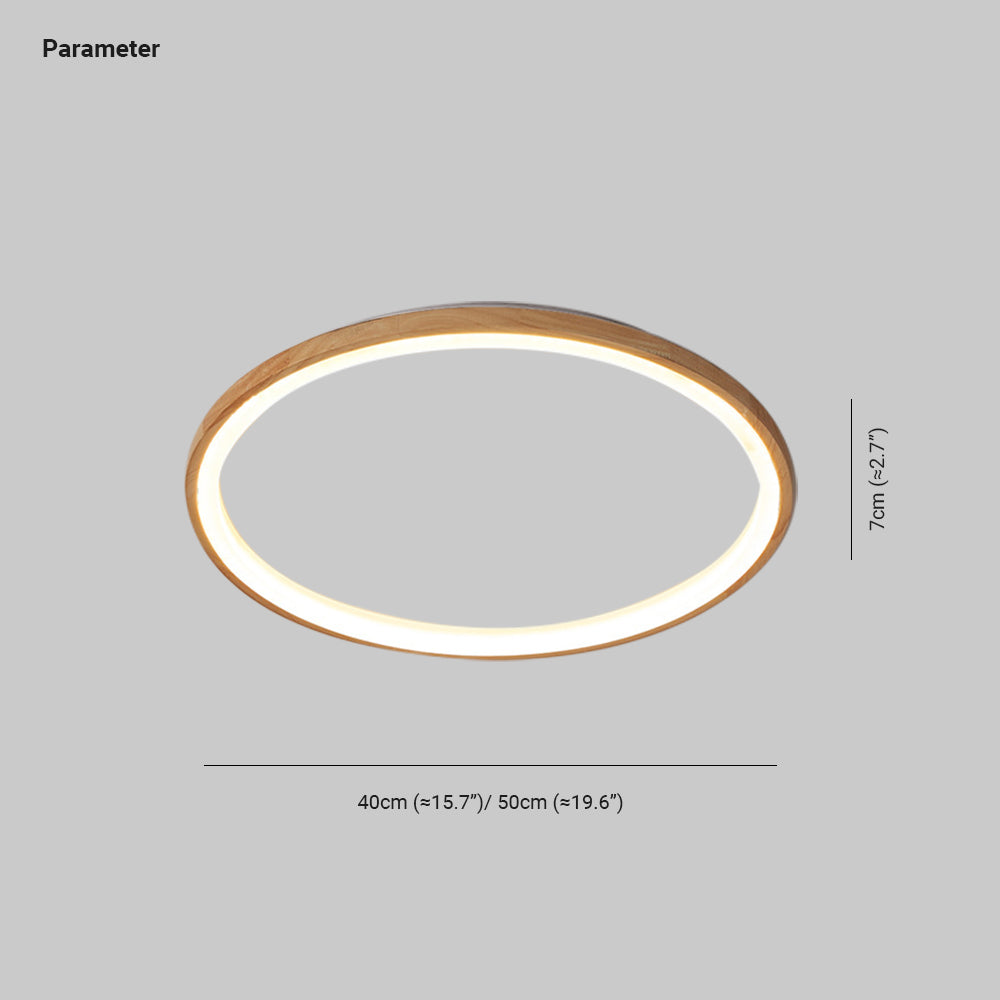 Muto Wood Inner Halo Flush Mount Ceiling Light - Neutral Decor