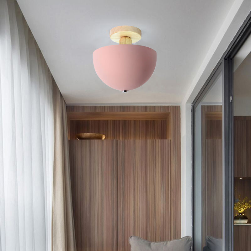 Muto Modern LED Wood Dome Ceiling Light - Neutral Decor