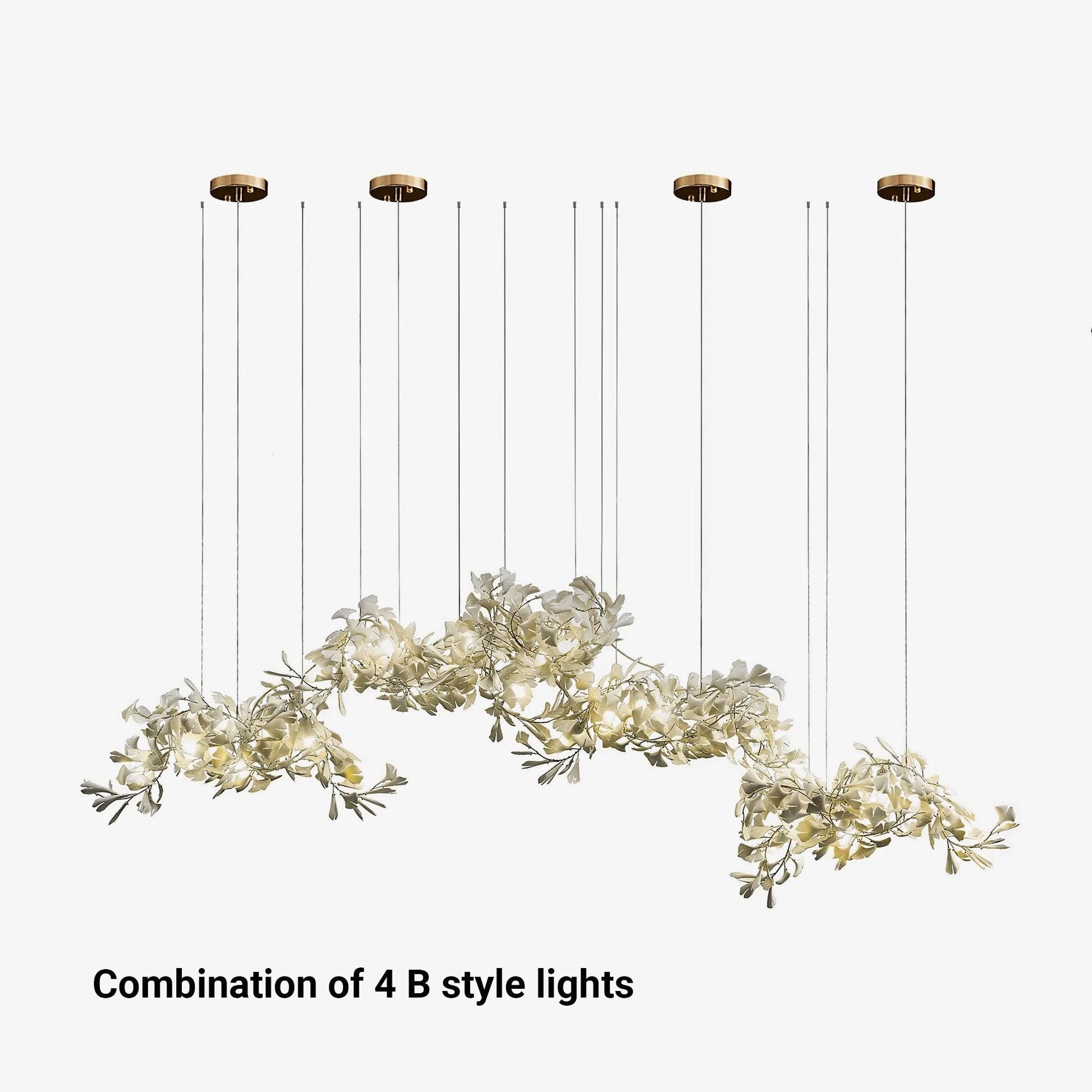 Olivia Luxury Ceramic Chandelier Large Foyer, Gingko leaf, Living Room - Neutral Decor