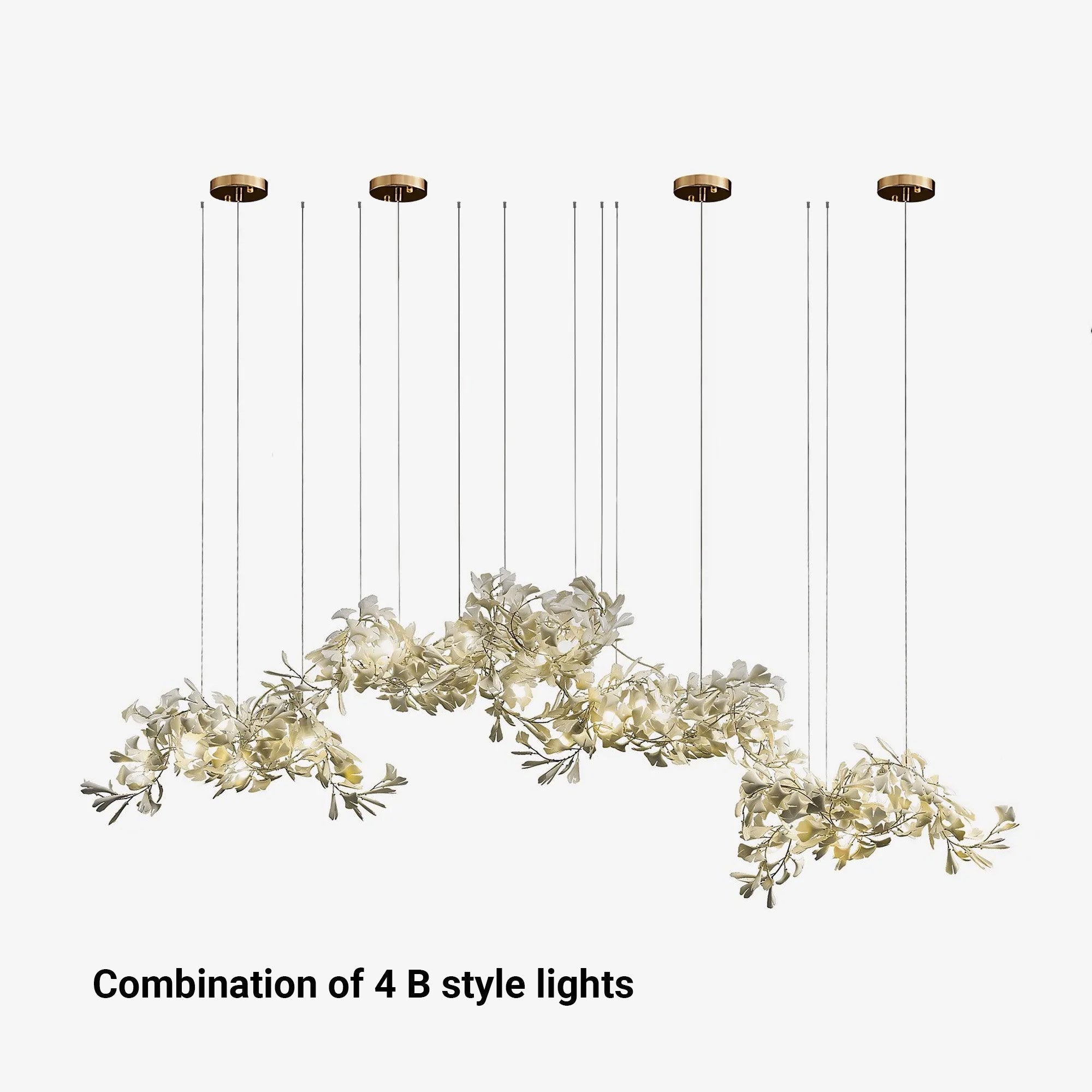 Olivia Luxury Ceramic Chandelier Large Foyer, Gingko leaf, Living Room - Neutral Decor