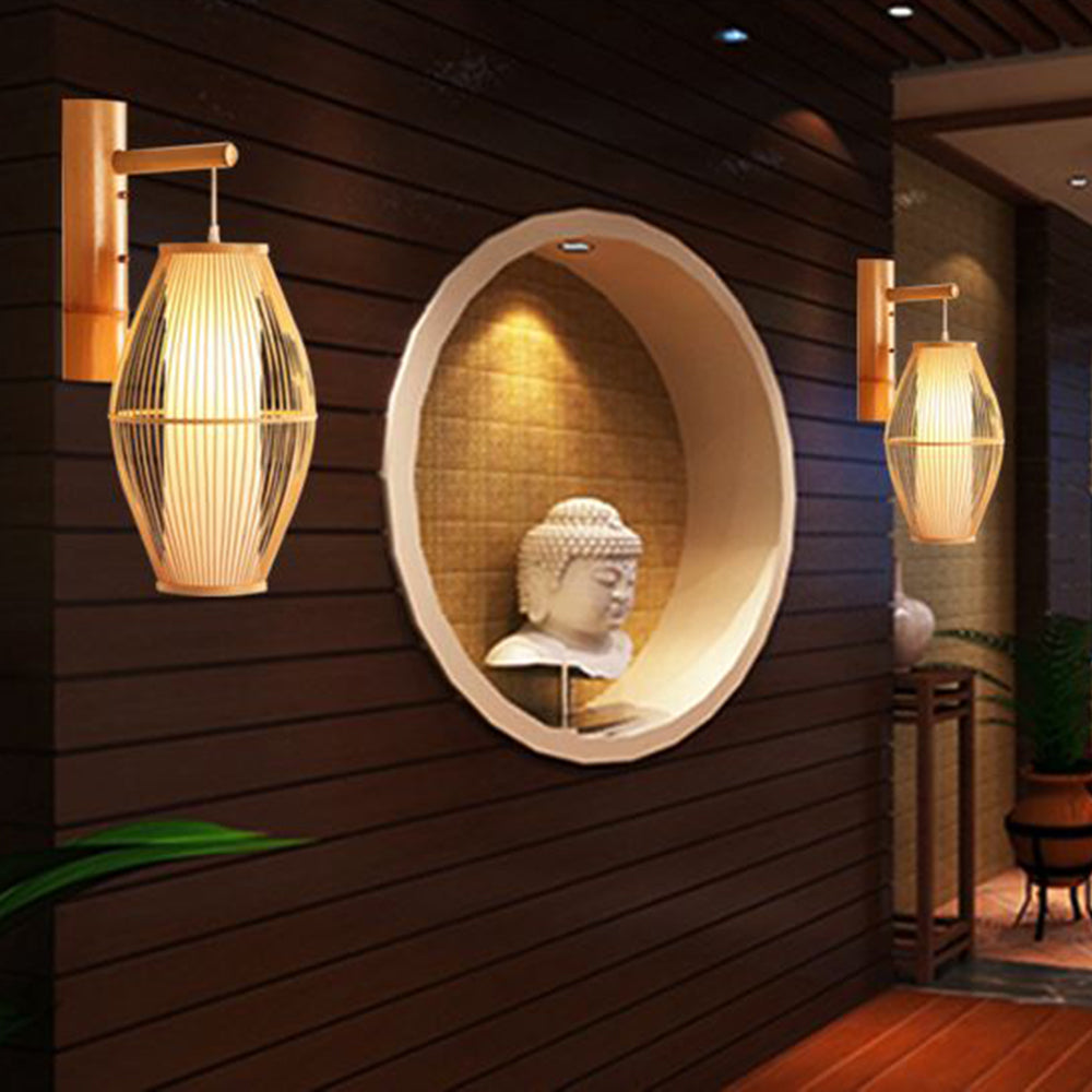 Ritta Wall Lamp Rustic, Muto Rattan Weaving LED, Hallway Wall Sconce - Neutral Decor