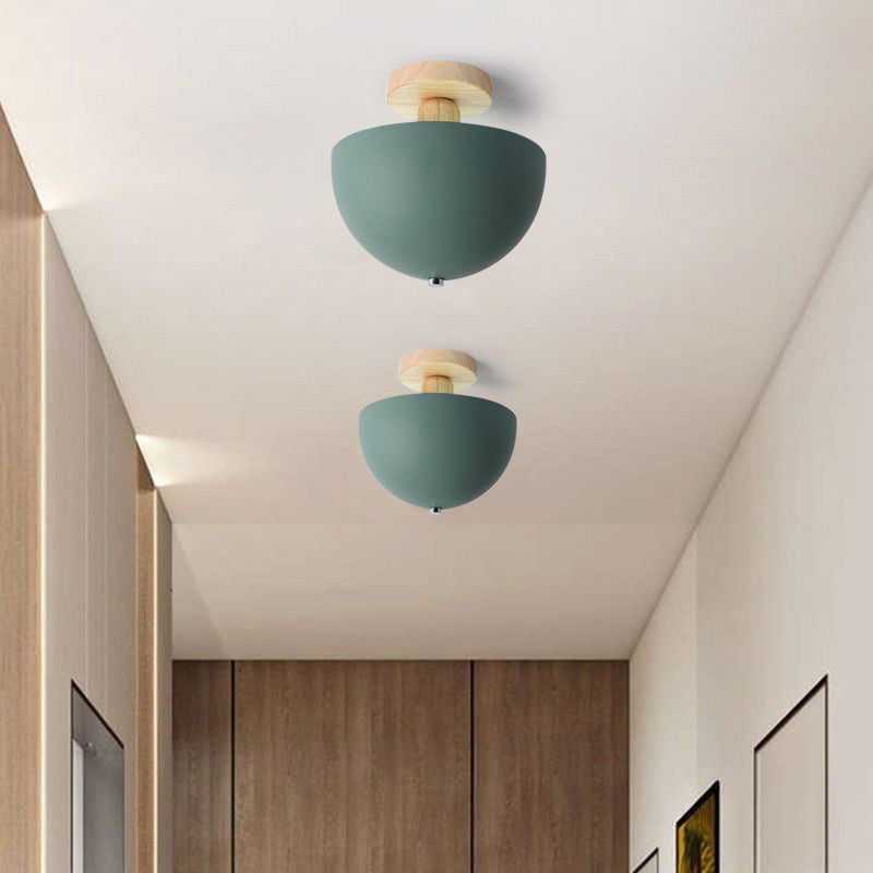 Muto Modern LED Wood Dome Ceiling Light - Neutral Decor