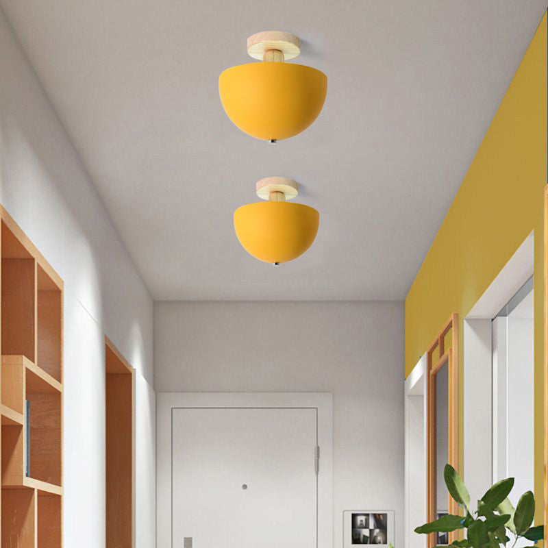 Muto Modern LED Wood Dome Ceiling Light - Neutral Decor