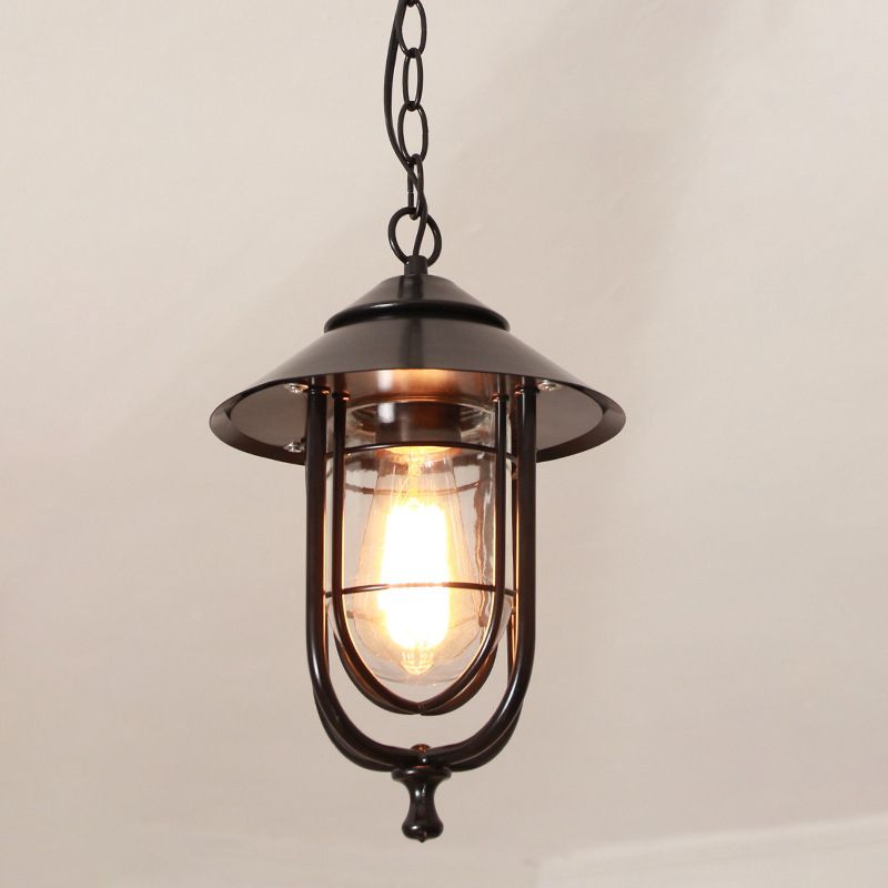 Ray Retro Lantern Metal Pendant Light, Black/Bronze - Neutral Decor