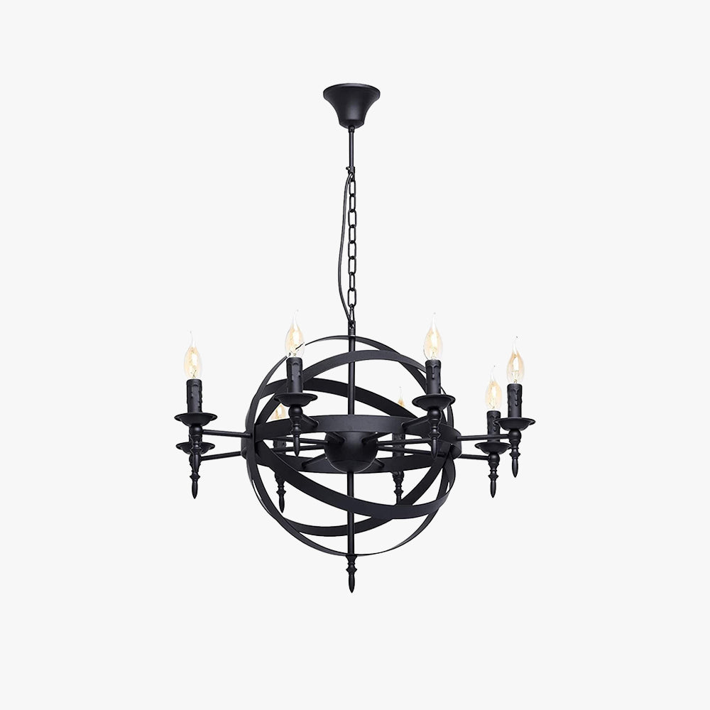 Silva Retro Candle LED Chandelier Metal Glass Black Dining Room - Neutral Decor