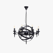 Silva Retro Candle LED Chandelier Metal Glass Black Dining Room - Neutral Decor