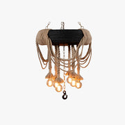 Epoch Vintage Industrial Chandelier Hemp Rope Tyre Dining Room - Neutral Decor