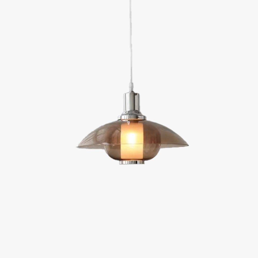 Arisha Modern Round LED Pendant Light Brown Glass Living Room - Neutral Decor