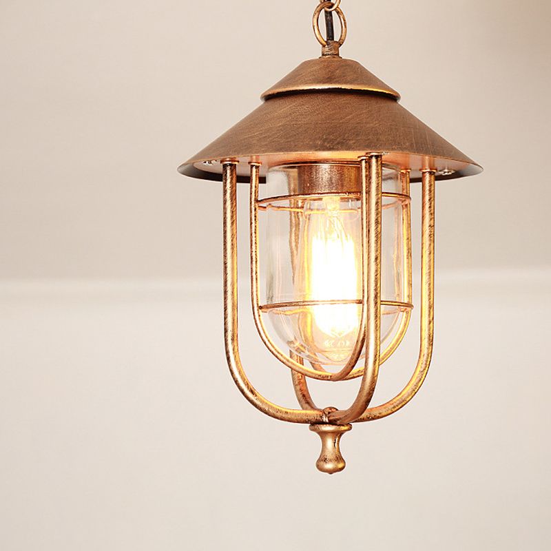 Ray Retro Lantern Metal Pendant Light, Black/Bronze - Neutral Decor