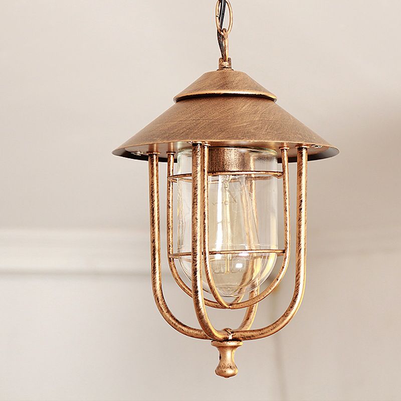 Ray Retro Lantern Metal Pendant Light, Black/Bronze - Neutral Decor
